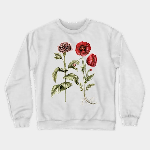 Carnation and Poppies Crewneck Sweatshirt by ShealeenLouise